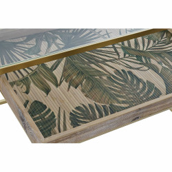 Juego de 2 mesas DKD Home Decor Dorado Natural Madera Metal Cristal 90