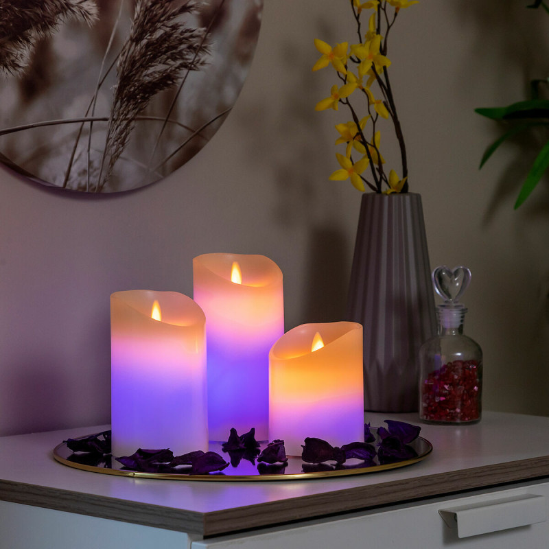 Velas LED Multicolor Efecto Llama con Mando Lendles InnovaGoods 3 Unid