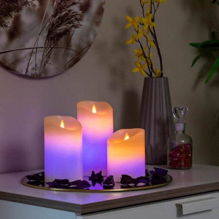 Velas LED Multicolor Efecto Llama con Mando Lendles InnovaGoods 3 Unid