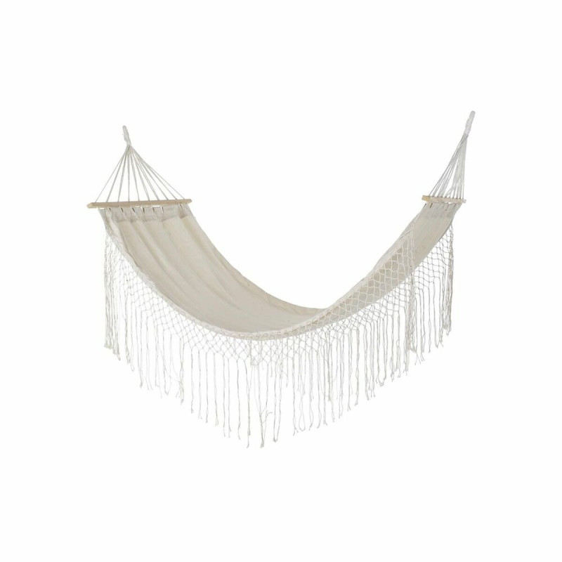 Hamaca DKD Home Decor Beige Poliéster Algodón Pino Flecos (280 x 100