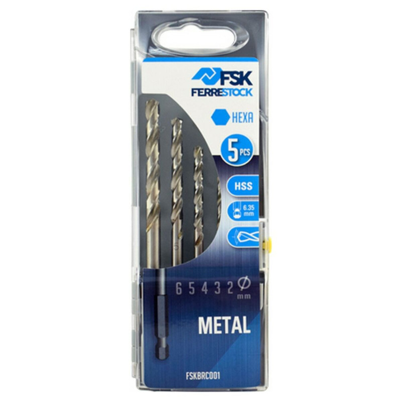 Set de brocas Ferrestock 2, 3, 4, 5, 6 mm Metal Hexagonal