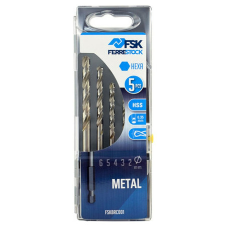 Set de brocas Ferrestock 2, 3, 4, 5, 6 mm Metal Hexagonal