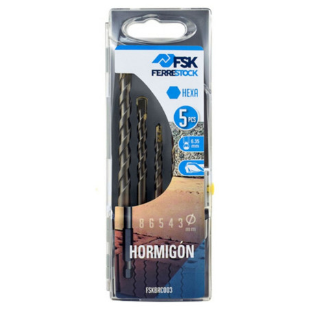 Set de brocas Ferrestock 3 / 4 / 5 / 6 / 8 mm Universal Hormigón Hexa