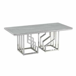 Mesa de Centro DKD Home Decor Blanco Plateado Cristal Acero 120 x 60 x