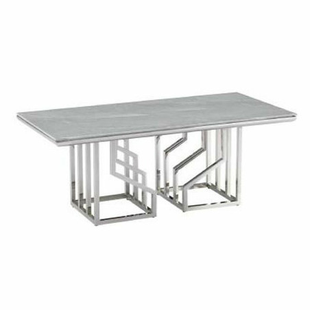 Mesa de Centro DKD Home Decor Blanco Plateado Cristal Acero 120 x 60 x