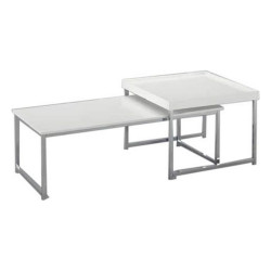Mesa de Centro DKD Home Decor Blanco Plateado Acero Madera MDF 110 x 4