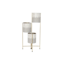 Macetero DKD Home Decor Gris Dorado Metal Blanco Bicolor Hierro (45 x