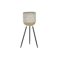 Macetero DKD Home Decor Negro Dorado Metal Blanco Bicolor (26 x 26 x 7