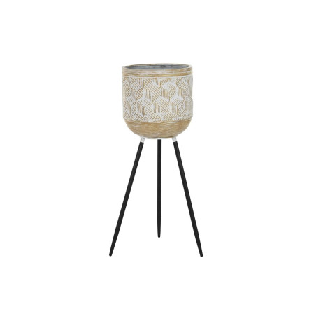 Macetero DKD Home Decor Negro Dorado Metal Blanco Bicolor (26 x 26 x 7