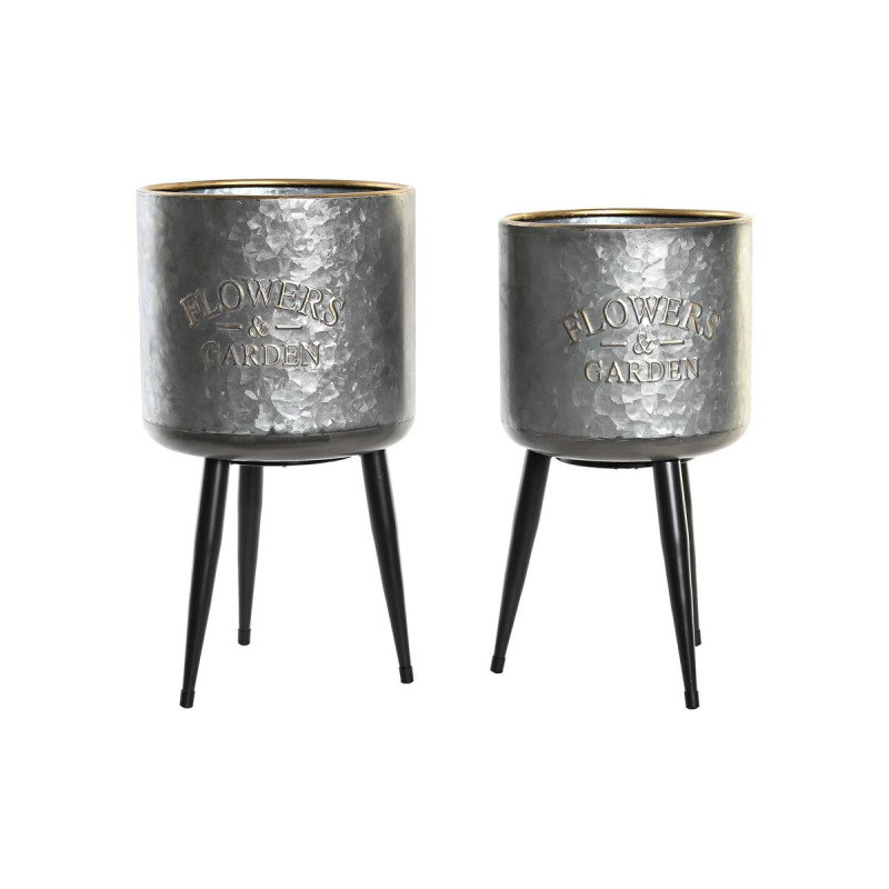 Set de Macetas DKD Home Decor Negro Gris Metalizado Metal Loft 25 x 25 Set de Macetas DKD Home Decor Negro Gris Metalizado Metal Loft 25 x 25