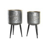 Set de Macetas DKD Home Decor Negro Gris Metalizado Metal Loft 25 x 25