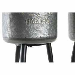 Set de Macetas DKD Home Decor Negro Gris Metalizado Metal Loft 25 x 25