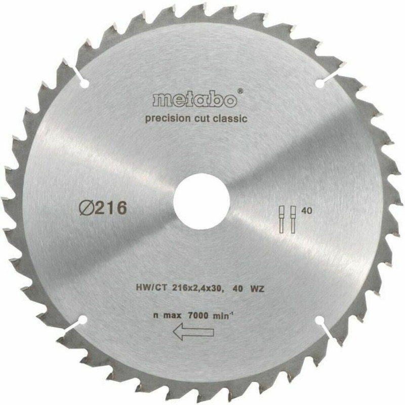 Disco de corte Metabo 628060000 Sierra circular Ø 216 mm Disco de corte Metabo 628060000 Sierra circular Ø 216 mm