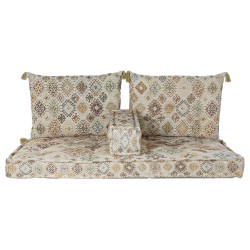 Sofá de 2 Plazas DKD Home Decor Beige Marrón Algodón Amarillo (145