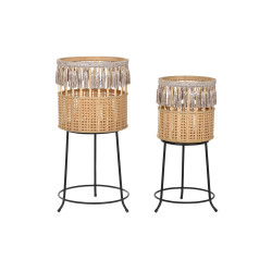 Set de Maceteros DKD Home Decor 35 x 35 x 68 cm 31 x 31 x 68 cm Natura