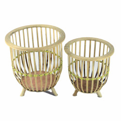 Set de Maceteros DKD Home Decor 35 x 35 x 37 cm Natural Marrón claro
