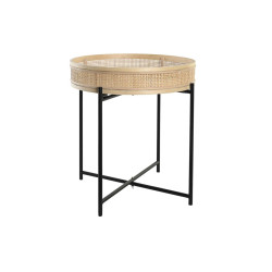 Macetero DKD Home Decor Natural Negro Metal Ratán Escandinavo (43 x 4