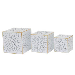 Set de Maceteros DKD Home Decor Hojas Dorado Metal 15 x 15 x 15 cm Bla