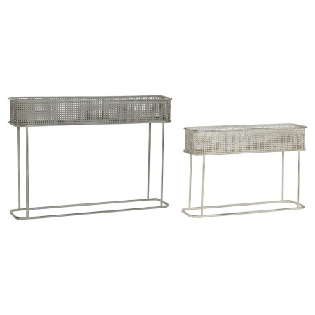 Set de Maceteros DKD Home Decor 100 x 22 x 70 cm Gris Metal Blanco Vin