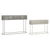 Set de Maceteros DKD Home Decor 100 x 22 x 70 cm Gris Metal Blanco Vin