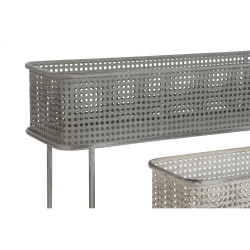 Set de Maceteros DKD Home Decor 100 x 22 x 70 cm Gris Metal Blanco Vin