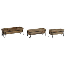 Set de Maceteros DKD Home Decor 55 x 21 x 18,5 cm Abeto Metal Marrón