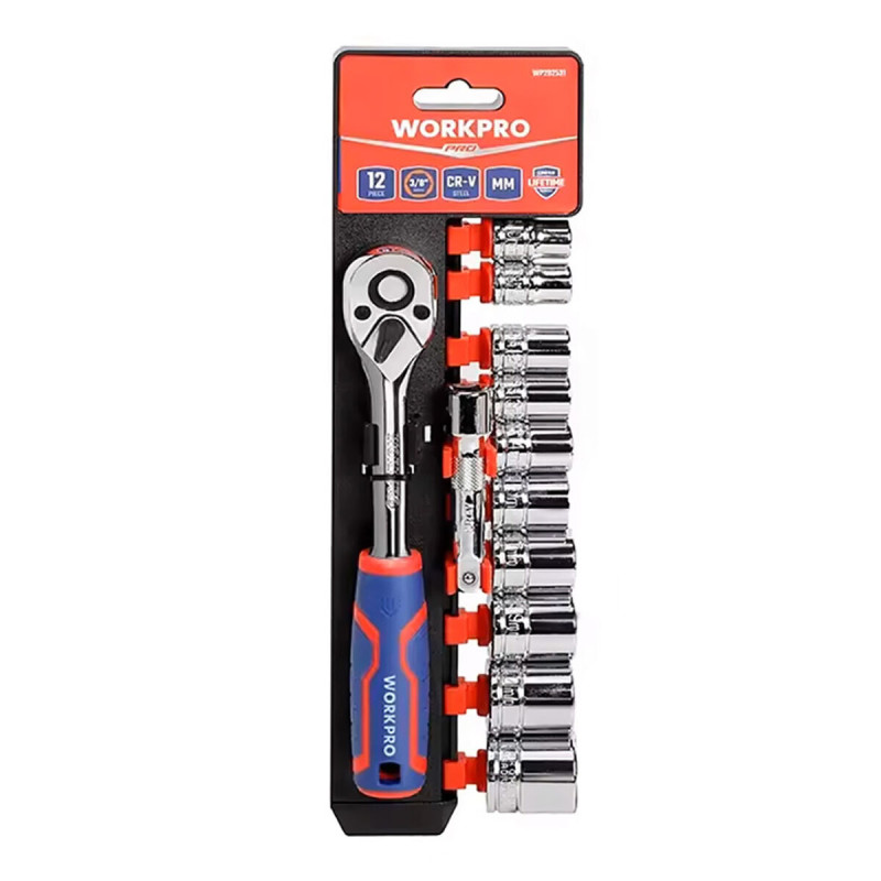 Juego de llaves de vaso Workpro 3/8" 12 Piezas Juego de llaves de vaso Workpro 3/8" 12 Piezas
