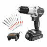 Set de taladro y accesorios Black & Decker Silver Edition bdchd18sc1a-