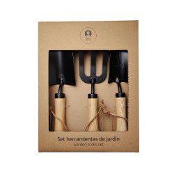 Kit de herramientas de jardinería Home ESPRIT 3 Piezas Marrón Negro
