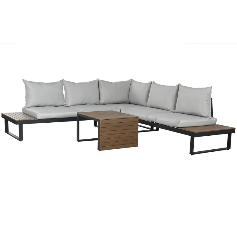 Conjunto de Sofá y Mesa Home ESPRIT Aluminio 227 x 159 x 64 cm Conjunto de Sofá y Mesa Home ESPRIT Aluminio 227 x 159 x 64 cm