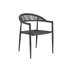 Silla de Jardín Home ESPRIT Negro Gris oscuro Aluminio Ratán 56 x 60