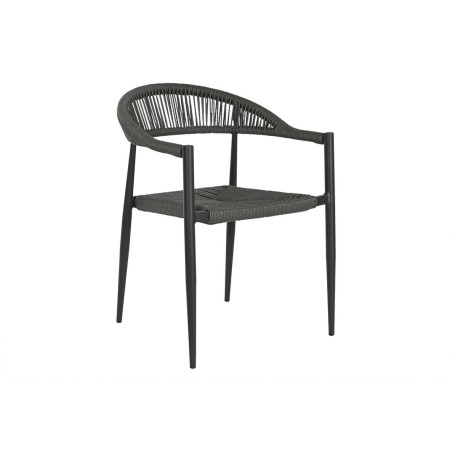 Silla de Jardín Home ESPRIT Negro Gris oscuro Aluminio Ratán 56 x 60