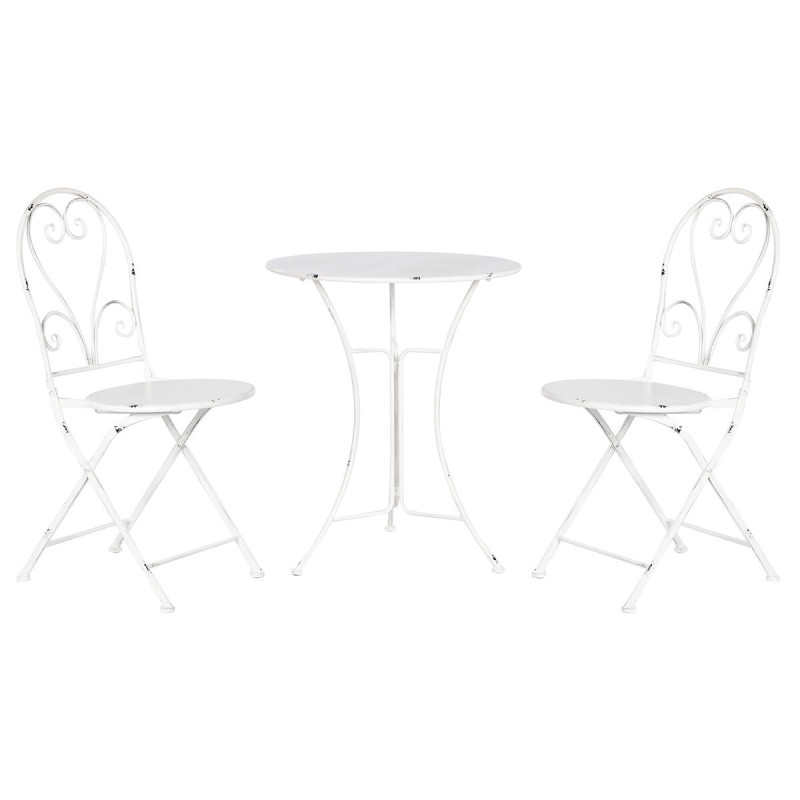 Conjunto de Mesa con 2 Sillas Home ESPRIT Blanco 60 x 60 x 70 cm Conjunto de Mesa con 2 Sillas Home ESPRIT Blanco 60 x 60 x 70 cm