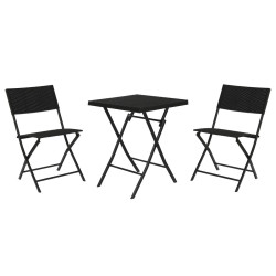 Conjunto de Mesa con 2 Sillas Home ESPRIT Negro Acero ratán sintétic