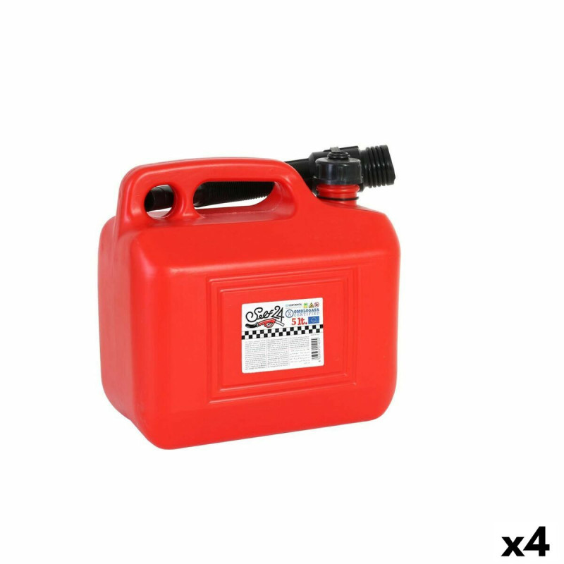 Tanque para Combustible con Embudo Continental Self Rojo 5 L (4 Unidad Tanque para Combustible con Embudo Continental Self Rojo 5 L (4 Unidad