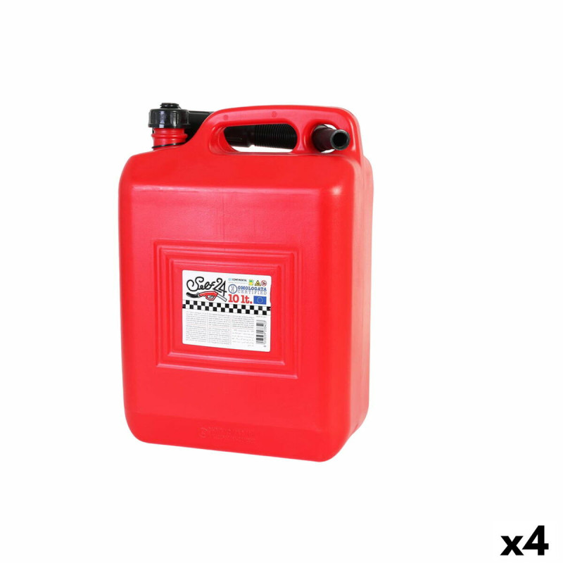 Tanque para Combustible con Embudo Continental Self Rojo 10 L (4 Unida
