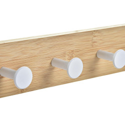 Perchero para Puertas Home ESPRIT Blanco Metal Bambú 38,5 x 4,8 x 25,