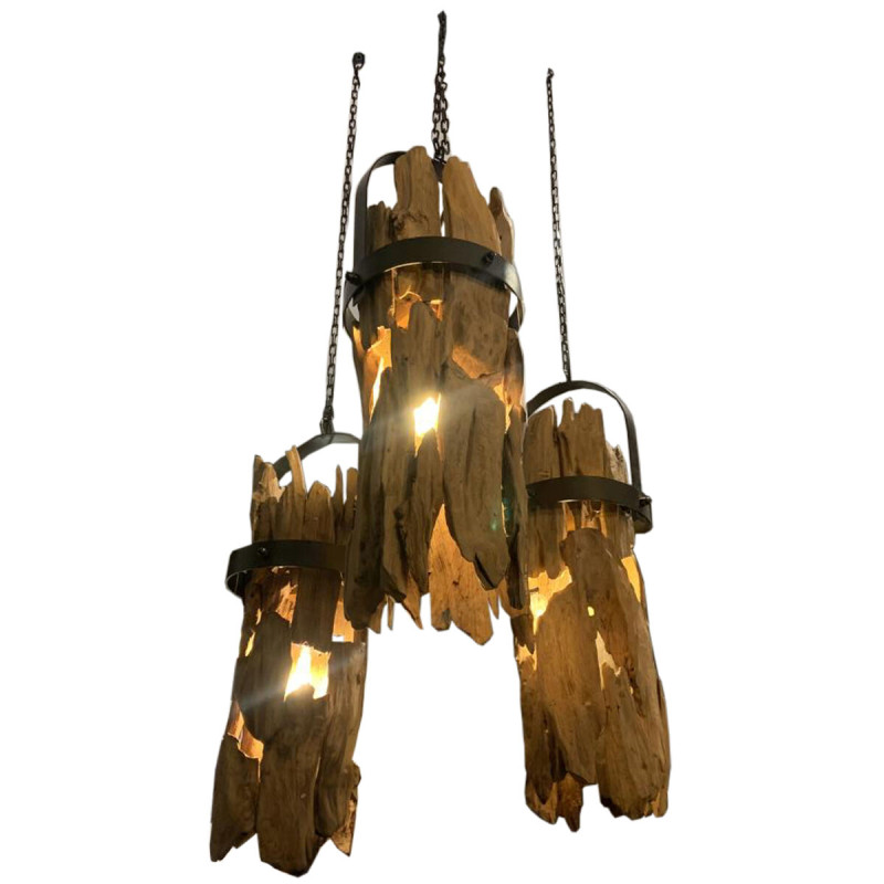 Lámpara de Techo Home ESPRIT Hierro madera de teca 160 x 30 x 40 cm