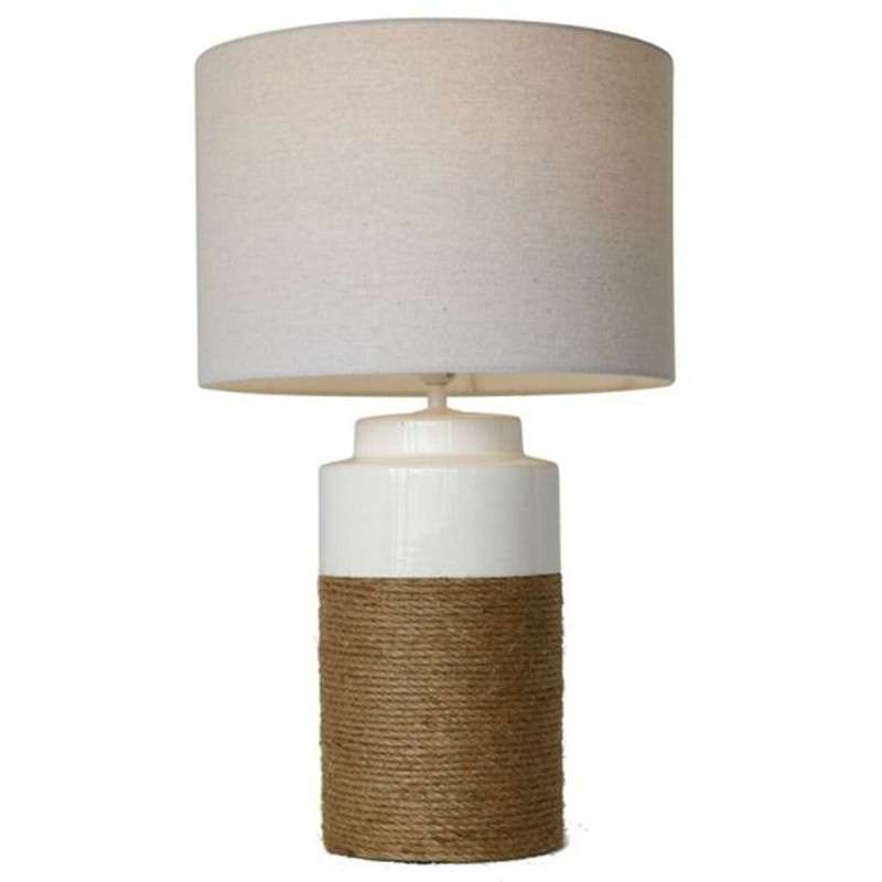 Lámpara de mesa Home ESPRIT Blanco Lino Cerámica 38 X 38 X 61,5 cm Lámpara de mesa Home ESPRIT Blanco Lino Cerámica 38 X 38 X 61,5 cm