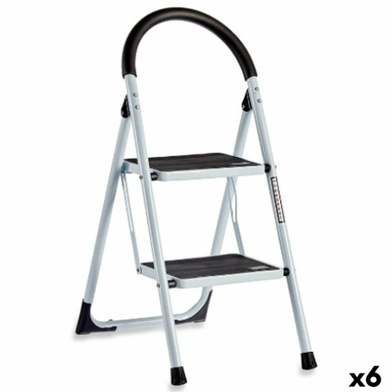 Escalera plegable Blanco Negro Gris Metal 38 x 50 x 84 cm (6 Unidades) Escalera plegable Blanco Negro Gris Metal 38 x 50 x 84 cm (6 Unidades)
