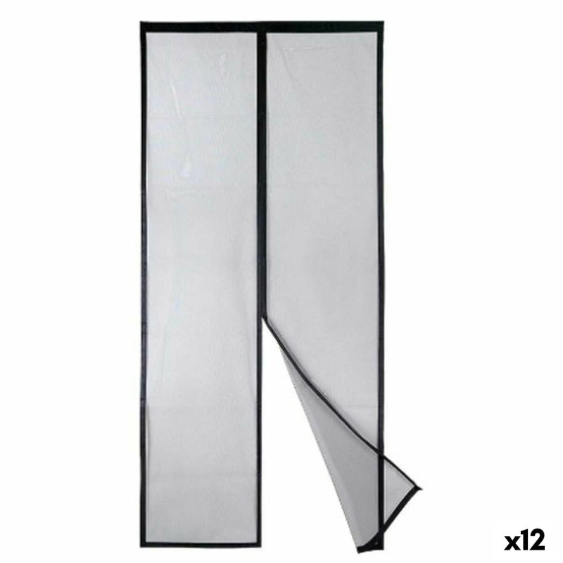 Mosquitera Magnética Negro Poliéster Imán 90 x 210 cm (12 Unidades)