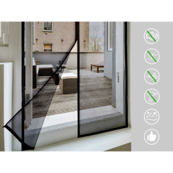 Mosquitera Magnética Negro Poliéster Imán 90 x 210 cm (12 Unidades)