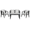 Conjunto de Mesa con 3 Sillones Home ESPRIT Negro Cristal Acero 123 x