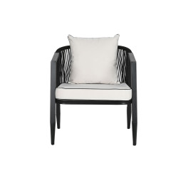 Conjunto de Mesa con 3 Sillones Home ESPRIT Negro Cristal Acero 123 x