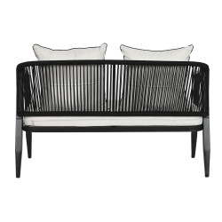 Conjunto de Mesa con 3 Sillones Home ESPRIT Negro Cristal Acero 123 x