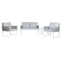 Conjunto de Mesa con 3 Sillones Home ESPRIT Gris Acero Policarbonato 1