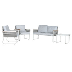 Conjunto de Mesa con 3 Sillones Home ESPRIT Gris Acero Policarbonato 1