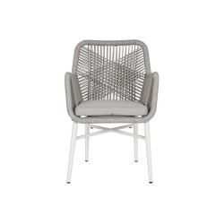 Sillón de jardín Home ESPRIT Blanco Gris Aluminio ratán sintético
