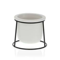 Maceta Versa Blanco Metal Cerámica Plástico Redondo Minimalista 10,5