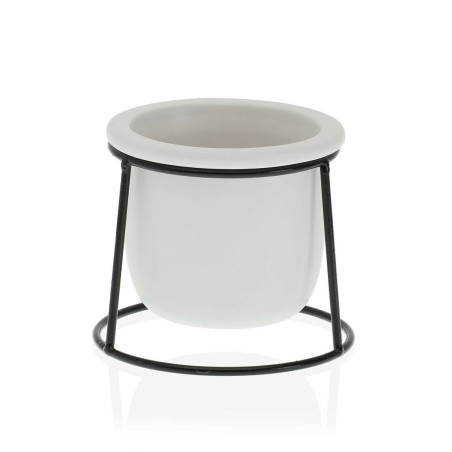 Maceta Versa Blanco Metal Cerámica Plástico Redondo Minimalista 10,5